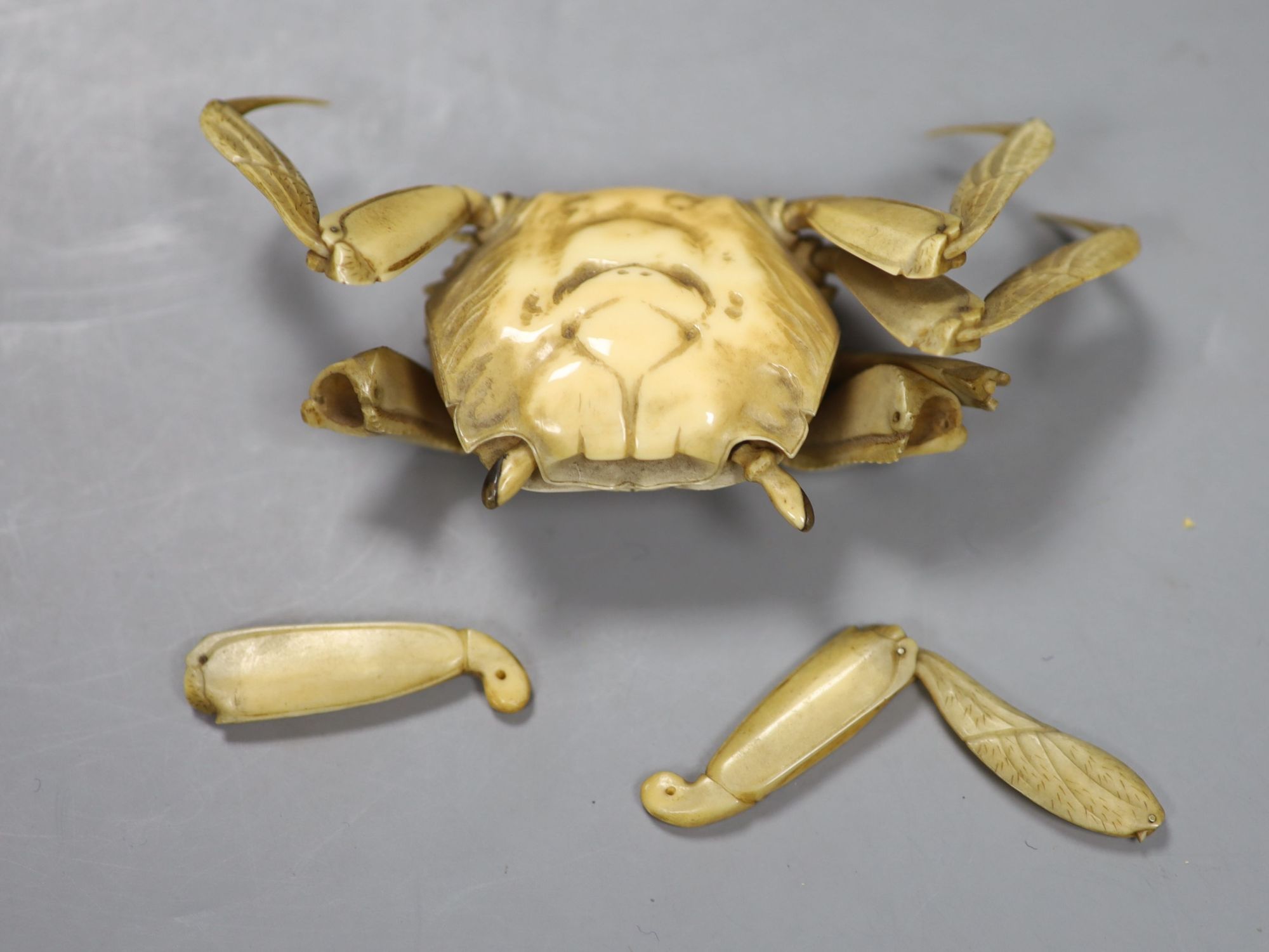 A Japanese articulated ivory model of a crab, Meiji period